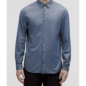mens lululemon Commission Long Sleeve Shirt Wash Button Down Collared Chambray